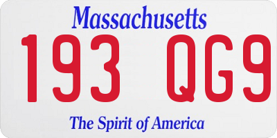 MA license plate 193QG9