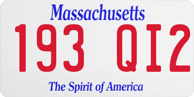 MA license plate 193QI2