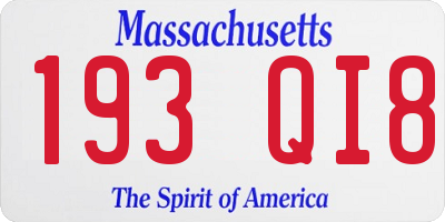 MA license plate 193QI8