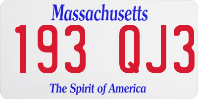 MA license plate 193QJ3
