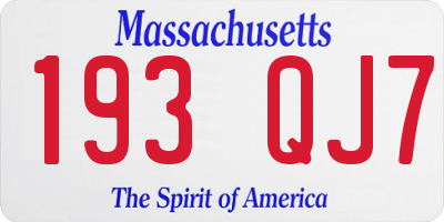 MA license plate 193QJ7