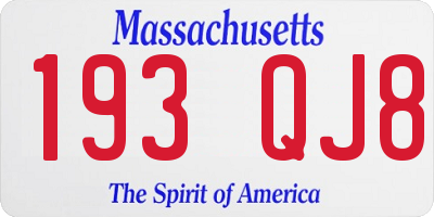MA license plate 193QJ8