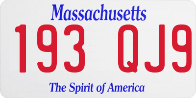 MA license plate 193QJ9