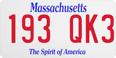 MA license plate 193QK3