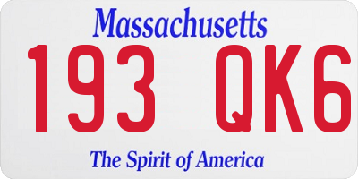 MA license plate 193QK6