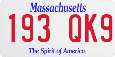 MA license plate 193QK9
