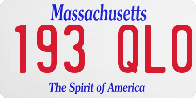MA license plate 193QL0