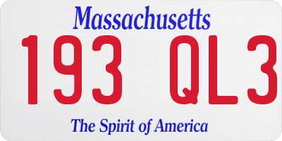 MA license plate 193QL3