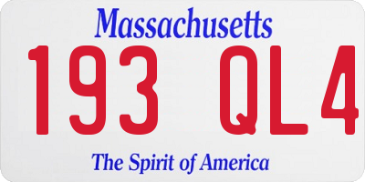 MA license plate 193QL4