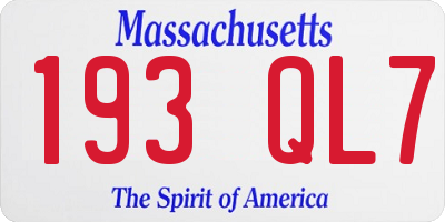 MA license plate 193QL7