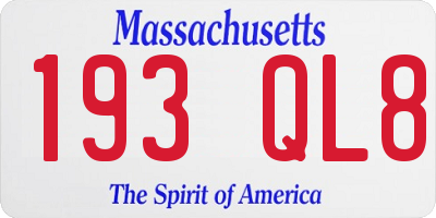 MA license plate 193QL8