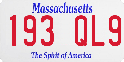 MA license plate 193QL9