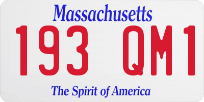 MA license plate 193QM1