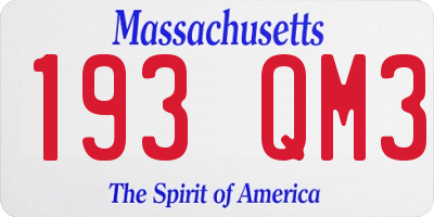 MA license plate 193QM3