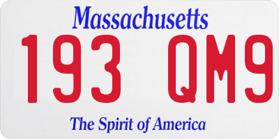 MA license plate 193QM9