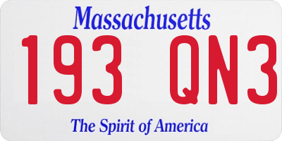 MA license plate 193QN3