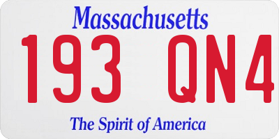 MA license plate 193QN4