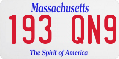MA license plate 193QN9
