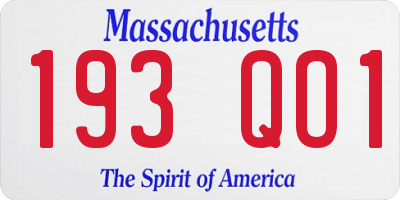 MA license plate 193QO1