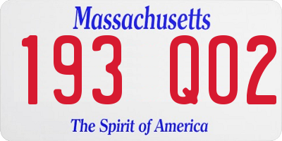 MA license plate 193QO2