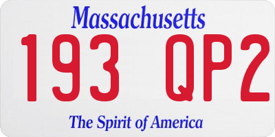 MA license plate 193QP2