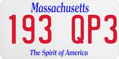 MA license plate 193QP3