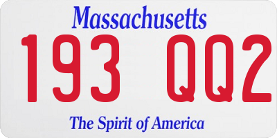 MA license plate 193QQ2