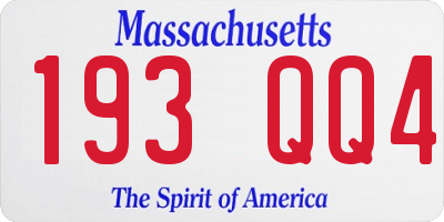 MA license plate 193QQ4