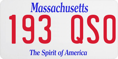 MA license plate 193QS0