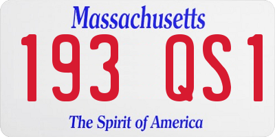 MA license plate 193QS1