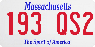 MA license plate 193QS2
