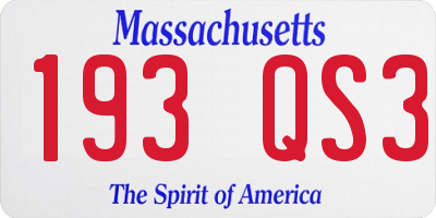MA license plate 193QS3