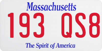 MA license plate 193QS8