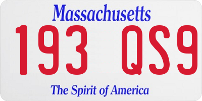 MA license plate 193QS9