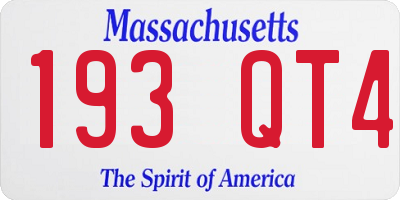 MA license plate 193QT4