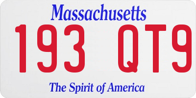 MA license plate 193QT9