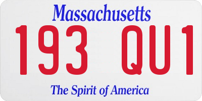 MA license plate 193QU1