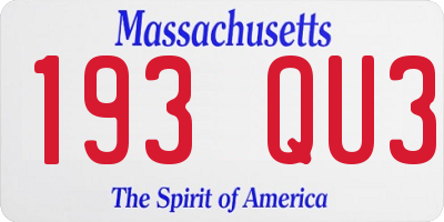 MA license plate 193QU3