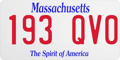 MA license plate 193QV0