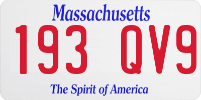 MA license plate 193QV9