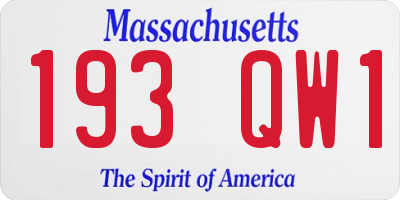 MA license plate 193QW1