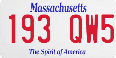 MA license plate 193QW5
