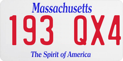 MA license plate 193QX4