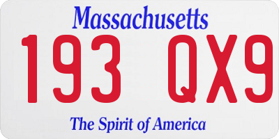 MA license plate 193QX9
