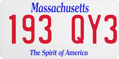 MA license plate 193QY3