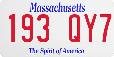 MA license plate 193QY7