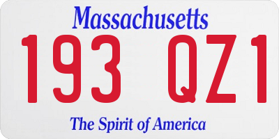 MA license plate 193QZ1