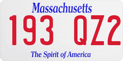 MA license plate 193QZ2