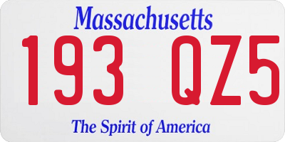 MA license plate 193QZ5