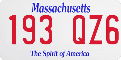 MA license plate 193QZ6